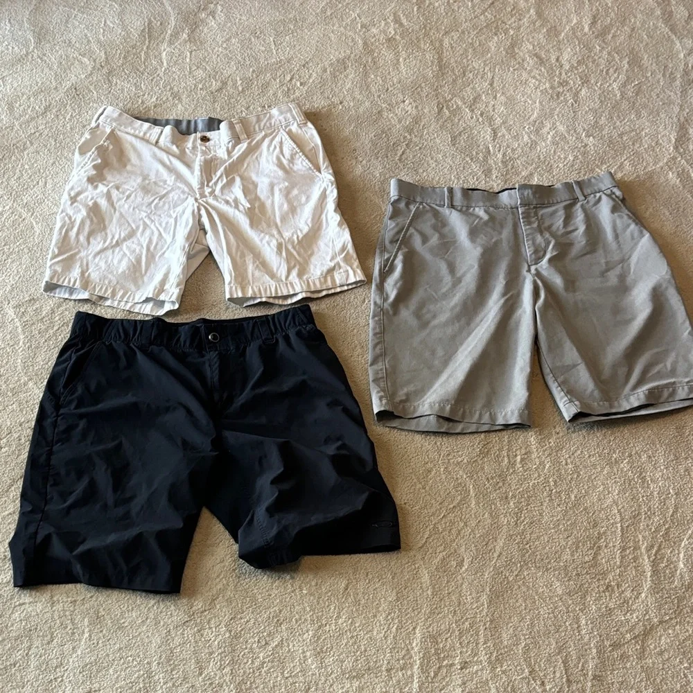 Nike Oakley club room Men's Flat Front Shorts - Black, Gray, and White 34